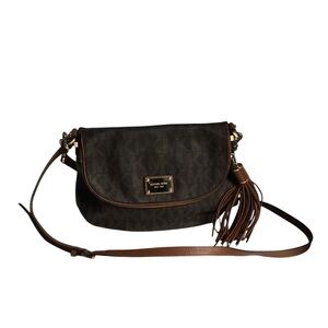 Michael Kors signature fold over brown crossbody/shoulder bag